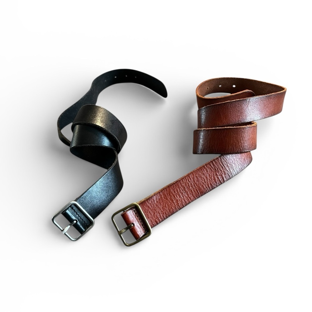 LUCKY BRAND Men's Genuine Leather Black Belt and Brown Belt Lot of‎ 2